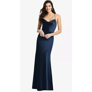 NEW! Dessy Collection Size 18 Lux Charmeuse Slip Dress Midnight $231 msrp I20-14
